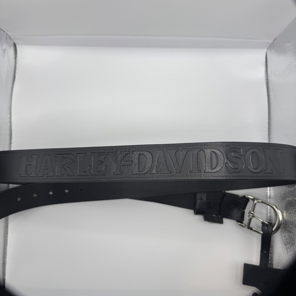 Harley-Davidson Belt Mens Black Size 50 Leather Embossed Logo HDMBT10588